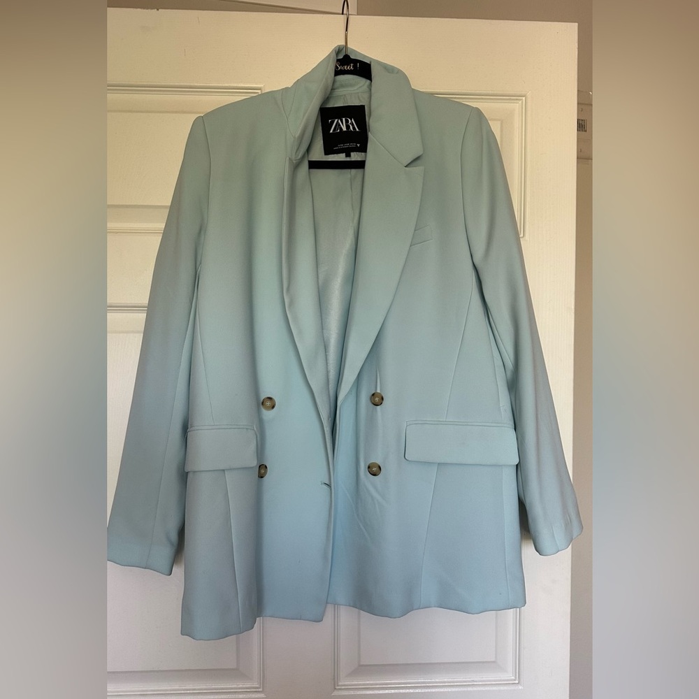 Zara Blue Blazer Classic Suit Jacket